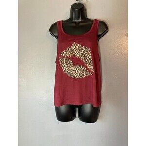 Lux Dreams leopard, print lips, burgundy Tank Top nwt